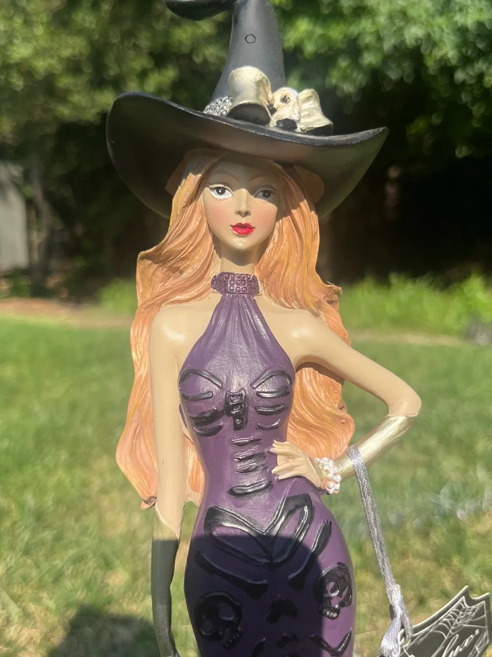 Elegant Purple Witch Figurine Decorative Accent